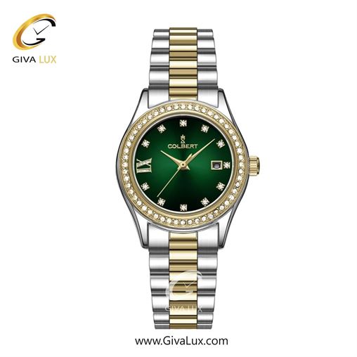 ساعت مچی اورجینال زنانه کلبرت COLBERT طلایی | نقره ای-طلایی| سبز یشمی تیره| کد رفرنس 0296L