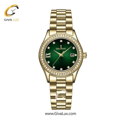 ساعت مچی اورجینال زنانه کلبرت COLBERT طلایی | طلایی| سبز یشمی تیره| کد رفرنس 0296L