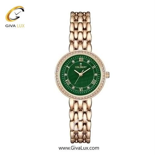 ساعت مچی اورجینال زنانه کلبرت COLBERT رزگلد | رزگلد| سبز یشمی تیره| کد رفرنس 0304L