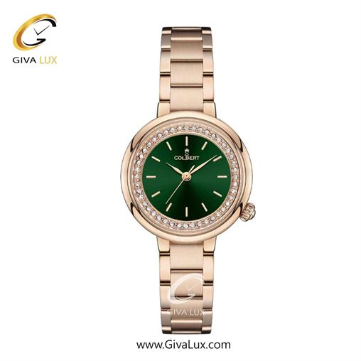 ساعت مچی اورجینال زنانه کلبرت COLBERT رزگلد | رزگلد| سبز یشمی تیره| کد رفرنس 0307L