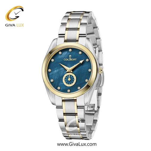 ساعت مچی اورجینال زنانه کلبرت COLBERT دو موتوره زیر ثانیه طلایی | طلایی-نقره ای| آبی| کد رفرنس 0308L