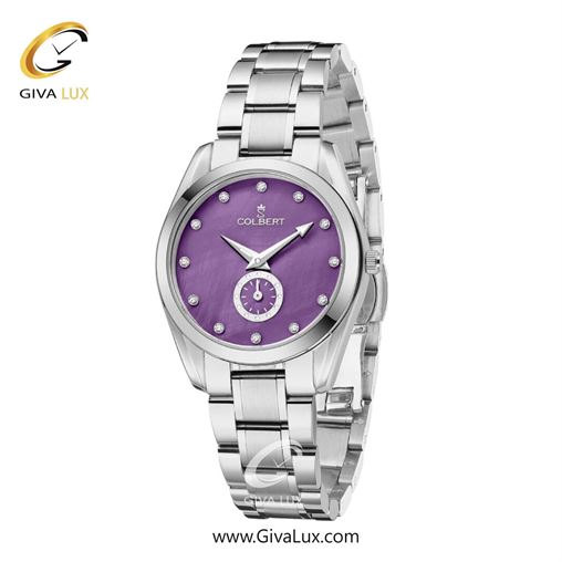 ساعت مچی اورجینال زنانه کلبرت COLBERT دو موتوره زیر ثانیه نقره ای | نقره ای| بنفش| کد رفرنس 0308L