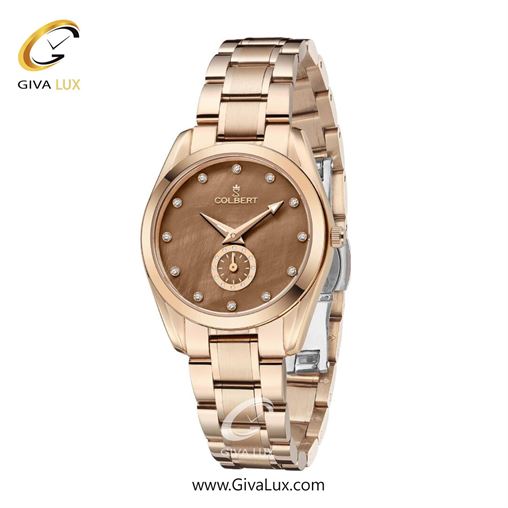 ساعت مچی اورجینال زنانه کلبرت COLBERT دو موتوره زیر ثانیه رزگلد | رزگلد| قهوه ای| کد رفرنس 0308L