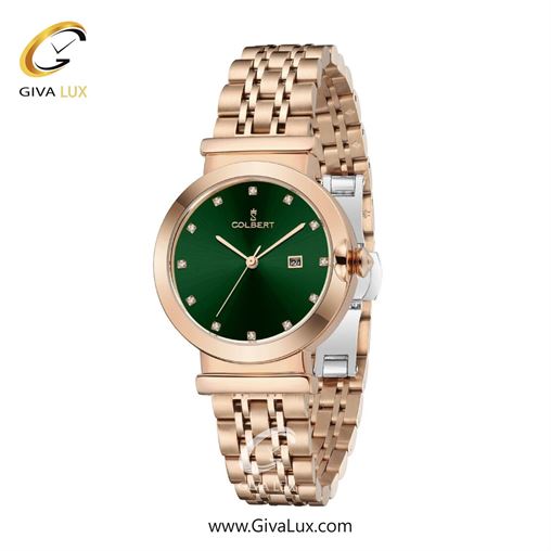 ساعت مچی اورجینال زنانه کلبرت COLBERT رزگلد | رزگلد| سبز یشمی تیره| کد رفرنس 0314L