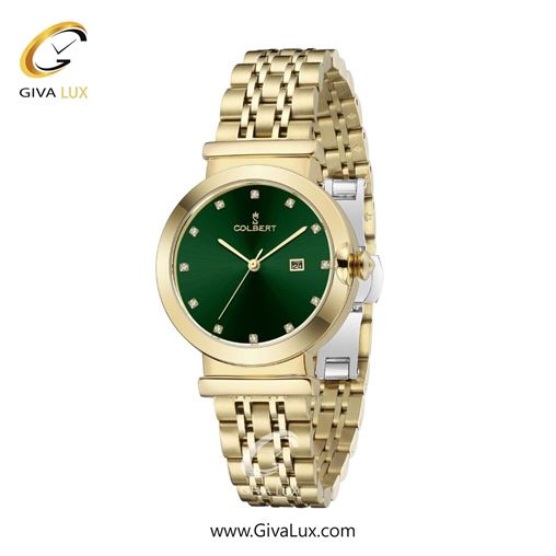 ساعت مچی اورجینال زنانه کلبرت COLBERT طلایی | طلایی| سبز یشمی تیره| کد رفرنس 0314L