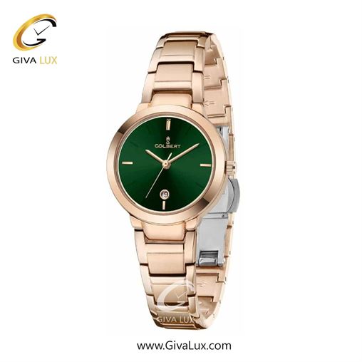 ساعت مچی اورجینال زنانه کلبرت COLBERT رزگلد | رزگلد| سبز یشمی تیره| کد رفرنس  0315L