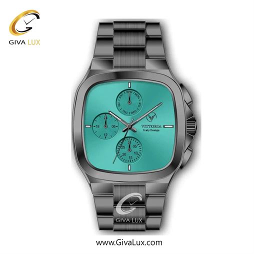 ساعت مچی اورجینال مردانه ویتوریا | Vittoria سه موتوره فول تایم تیتانیوم | تیتانیوم| سبزآبی| کد رفرنس VT3185