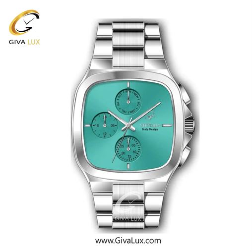 ساعت مچی اورجینال مردانه ویتوریا | Vittoria سه موتوره فول تایم نقره ای | نقره ای| سبزآبی| کد رفرنس VT3185