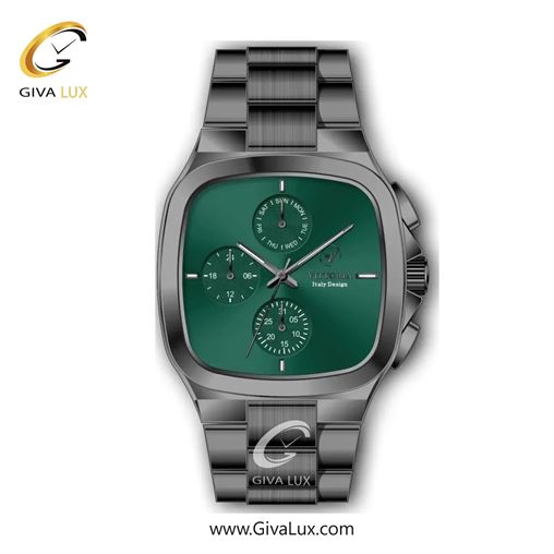 ساعت مچی اورجینال مردانه ویتوریا | Vittoria سه موتوره فول تایم تیتانیوم | تیتانیوم| سبز یشمی تیره| کد رفرنس VT3185