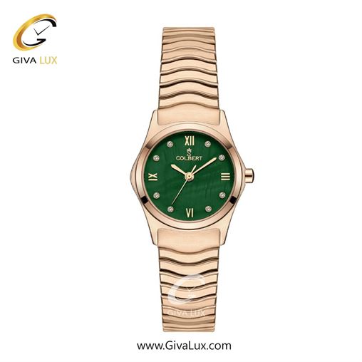ساعت مچی اورجینال زنانه کلبرت COLBERT رزگلد | رزگلد| سبز یشمی تیره| کد رفرنس 0324L