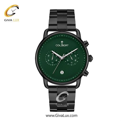 ساعت مچی اورجینال مردانه کلبرت COLBERT سه موتوره فول تایم مشکی | مشکی| سبز یشمی تیره| کد رفرنس 0325M