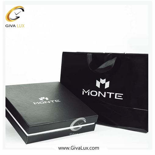 پک کادویی ساعت مچی مردانه سه موتوره کرنوگراف بند چرمی طوسی مونته با بند اضافه  M751340 GRAYRG 330_جعبه-مونته.jpg