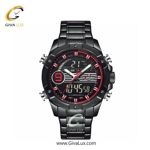 ساعت مردانه نیوی فورس دوزمانه بندفلزی مشکی مدل nf9146 B/B/R 339_9146BBR.jpg