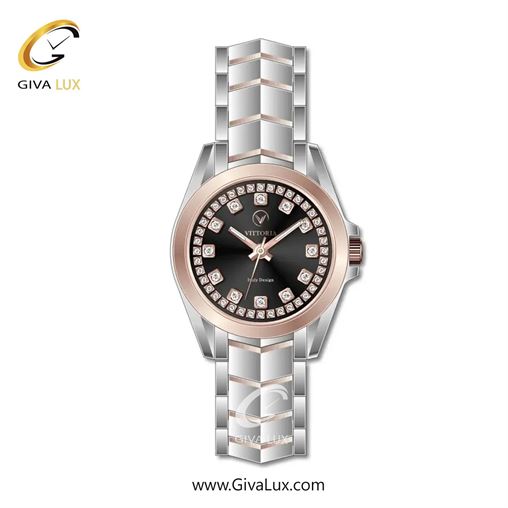 ساعت مچی اورجینال زنانه ویتوریا | Vittoria رزگلد | نقره ای-رزگلد| مشکی| کد رفرنس VT3421