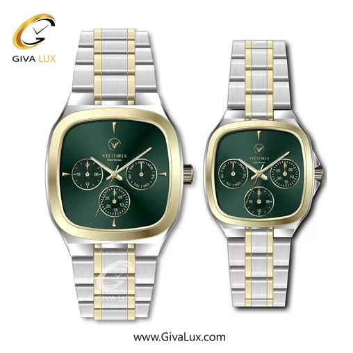 ساعت مچی اورجینال زنانه ویتوریا | Vittoria سه موتوره فول تایم طلایی | نقره ای-طلایی| سبز| کد رفرنس VT3466L 3466-7.jpg