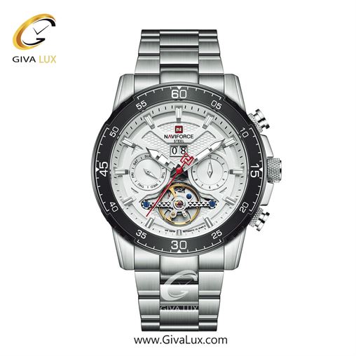 ساعت مچی مردانه اتوماتیک بند فلزی ناوی فورس( نیوی فورس) استیل- صفحه سفید NFS 1001 353_1001SBS.jpg