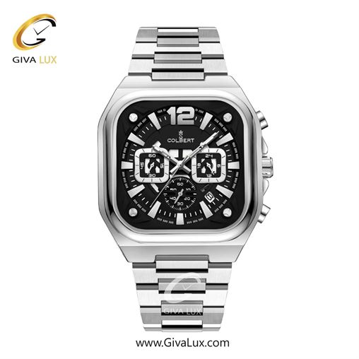 ساعت مچی اورجینال مردانه کلبرت COLBERT سه موتوره کرنوگراف نقره ای | نقره ای| مشکی| کد رفرنس 0357M