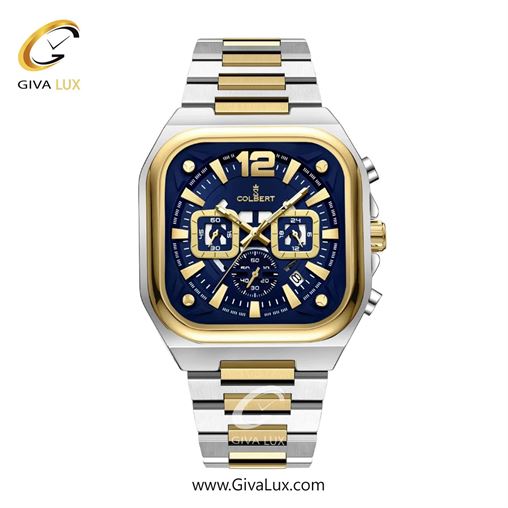 ساعت مچی اورجینال مردانه کلبرت COLBERT سه موتوره کرنوگراف طلایی-نقره ای | نقره ای-طلایی| سرمه ای| کد رفرنس 0357M