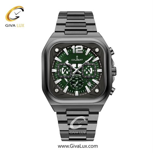ساعت مچی اورجینال مردانه کلبرت COLBERT سه موتوره کرنوگراف تیتانیوم | تیتانیوم| سبز یشمی تیره| کد رفرنس 0357M
