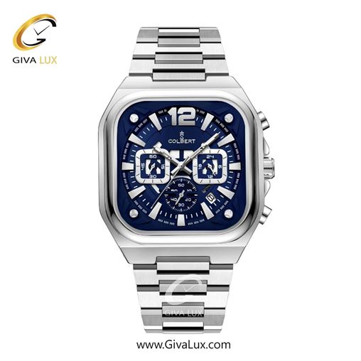 ساعت مچی اورجینال مردانه کلبرت COLBERT سه موتوره کرنوگراف نقره ای | نقره ای| سرمه ای| کد رفرنس 0357M