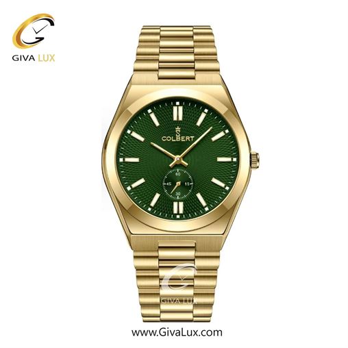 ساعت مچی اورجینال مردانه کلبرت COLBERT دو موتوره زیر ثانیه طلایی | طلایی| سبز یشمی تیره| کد رفرنس 0358M