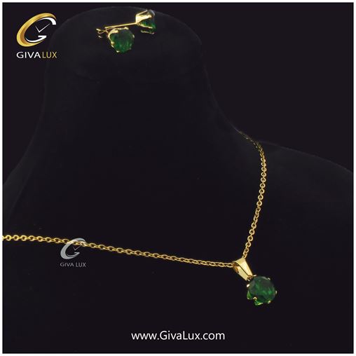 نیم ست زنانه با نگین سبز 