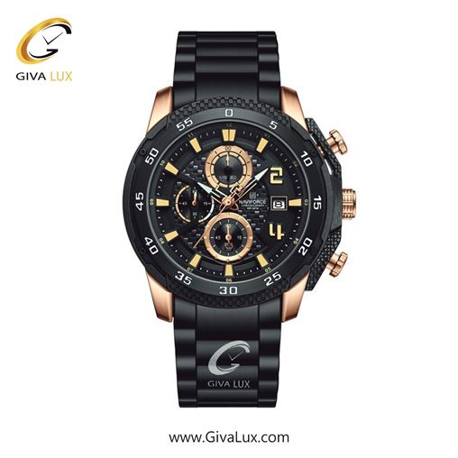 ساعت مچی اورجینال مردانه ناوی فورس|Naviforce|نوی فورس|نیوی فورس سه موتوره کرنوگراف مشکی-رزگلد | مشکی| رزگلد| کد رفرنس NF8047 RG/B/B