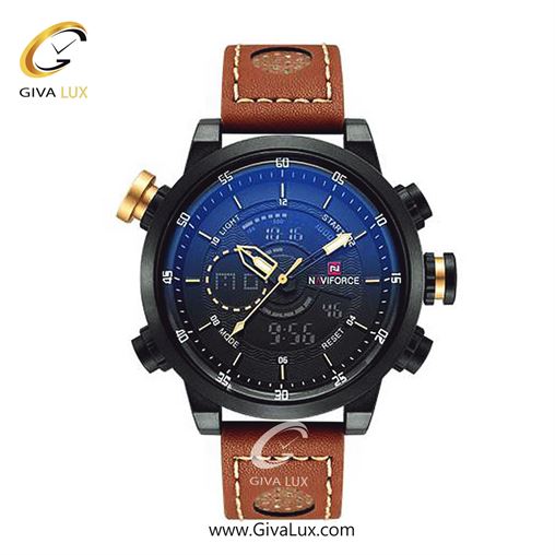 ساعت مچی مردانه دو زمانه بند چرمی ناوی فورس (نیوی فورس) قهوه ای NF9081 419_9081BrBB.jpg