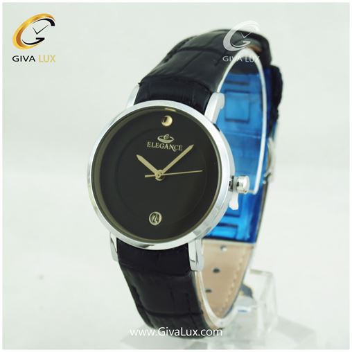 ساعت مچی زنانه بند چرمی مشکی الگانس