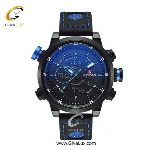 ساعت مچی مردانه دو زمانه بند چرمی ناوی فورس (نیوی فورس) مشکی-آبیNF9081 455_9081BBlB.jpg