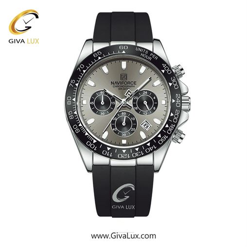 ساعت مچی اورجینال مردانه ناوی فورس|Naviforce|نوی فورس|نیوی فورس سه موتوره کرنوگراف نقره ای | مشکی| طوسی| کد رفرنس NF8054 S/GY/B