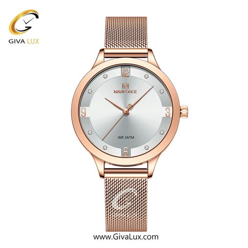 ساعت مچی زنانه بند حصیری ناوی فورس(نیوی فورس) رزگلد  NF5023RG/W 5023RoRoS.jpg