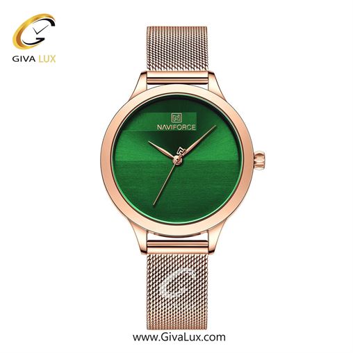 ساعت مچی زنانه بند حصیری ناوی فورس(نیوی فورس) رزگلد NF5027 RG/GN 5027Ro-Green.jpg