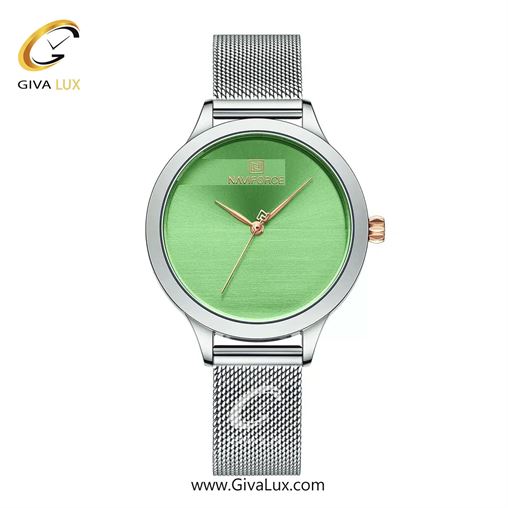 ساعت مچی زنانه بند حصیری ناوی فورس(نیوی فورس) سیلور-سبز  NF5027 S/GN 5027S-Green.jpg