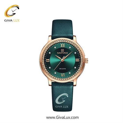 ساعت مچی زنانه بند چرمی دورنگین ناوی فورس (نیوی فورس)سبز NF5036RG/GN/GN 5036Green.jpg