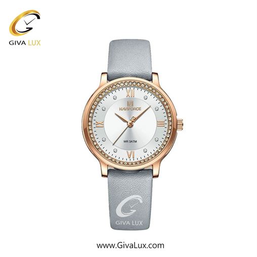 ساعت مچی زنانه بند چرمی دورنگین ناوی فورس (نیوی فورس) NF5036RG/W/GY 5036S2.jpg