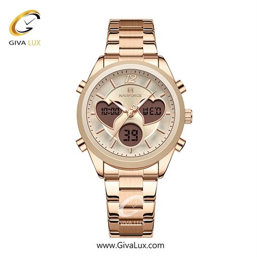 ساعت مچی اورجینال زنانه ناوی فورس|Naviforce|نوی فورس|نیوی فورس دو زمانه رزگلد | رزگلد| رزگلد| کد رفرنس NF5045S RG/RG/RG