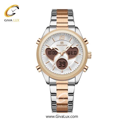 ساعت مچی اورجینال زنانه ناوی فورس|Naviforce|نوی فورس|نیوی فورس دو زمانه رزگلد | رزگلد-نقره ای| نقره ای| کد رفرنس NF5045S S/W/RG