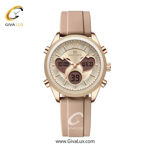 ساعت مچی اورجینال زنانه ناوی فورس|Naviforce|نوی فورس|نیوی فورس دو زمانه کرم-رزگلد | کرم| کرم| کد رفرنس NF5045T RG/RG/RG