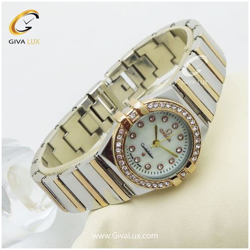 ساعت زنانه اومگا نگین دار بند فلزی