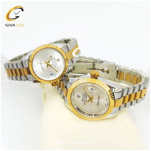 ست ساعت مردانه و زنانه بند دورنگ رولکس 