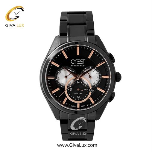 ساعت مچی اورجینال مردانه کرست | Crest سه موتوره فول تایم مشکی | مشکی| مشکی| کد رفرنس Crest 6240-5