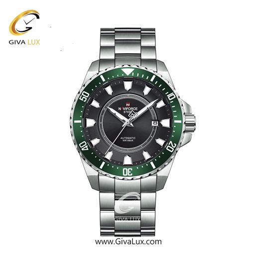 ساعت مچی مردانه اتوماتیک بند فلزی ناوی فورس(نیوی فورس)قاب سبزNFS1004 539_1004SSGr.jpg