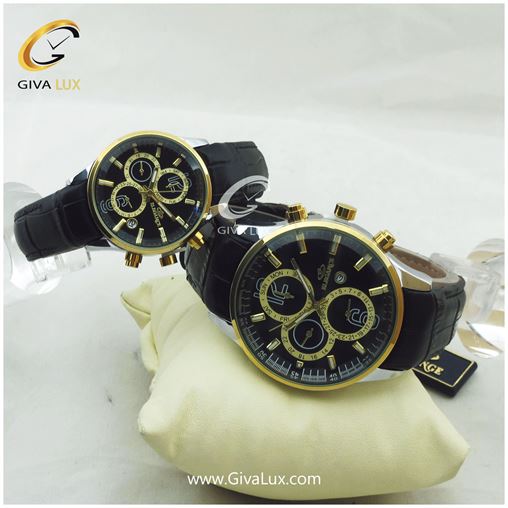 ساعت مچی ست مردانه و زنانه بندمشکی الگانس