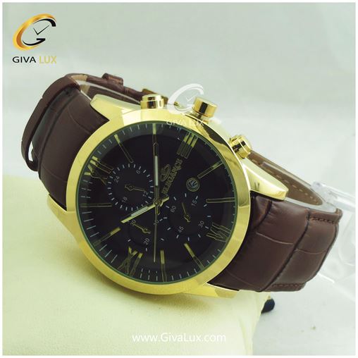 ساعت مچی  مردانه طرح سه موتوره  بند قهوه ای الگانس