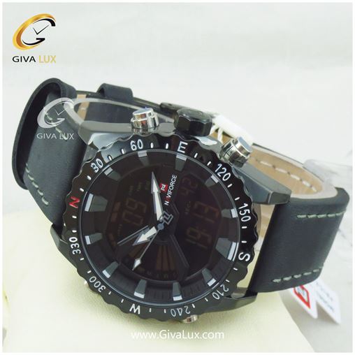 ساعت مچی مردانه بند چرمی دو زمانه نوی فورس NF9136