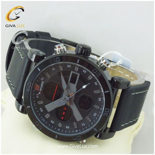 ساعت مچی مردانه بند چرمی دو زمانه نوی فورس NF9132