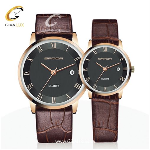 ست ساعت مچی بند چرمی قهوه ای ساندا مدل SANDA188