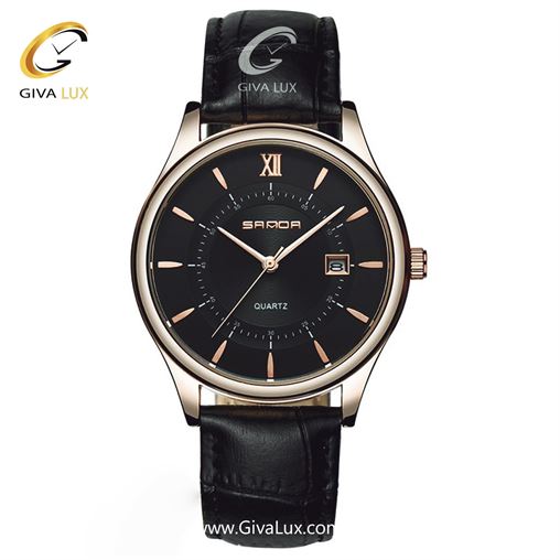 ساعت مچی مردانه بند چرمی مشکی ساندا مدل SANDA 202