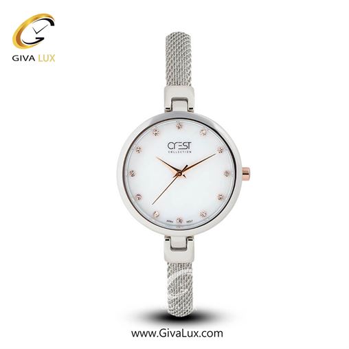 ساعت مچی اورجینال زنانه کرست | Crest نقره ای | نقره ای| سفید صدفی| کد رفرنس Crest 6007-4